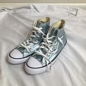Blue metallic Converse